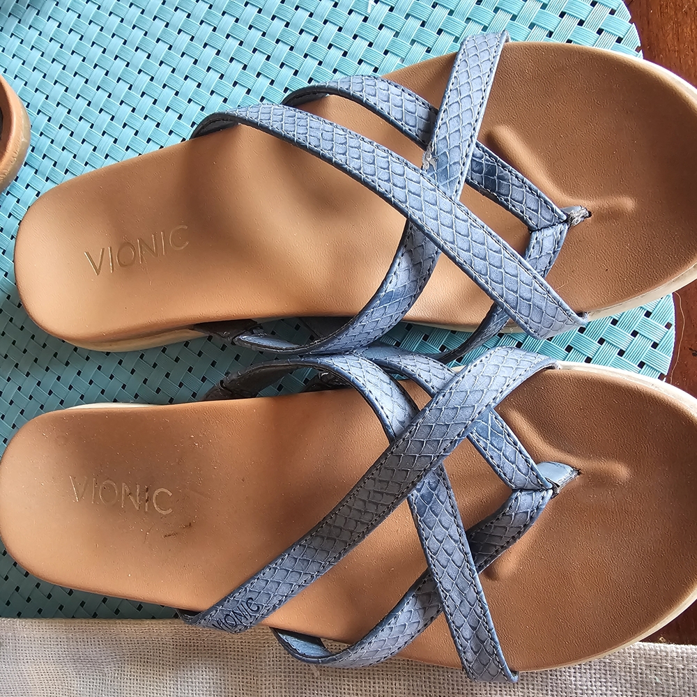 Vionic Tan Sandals with Contoured Footbed